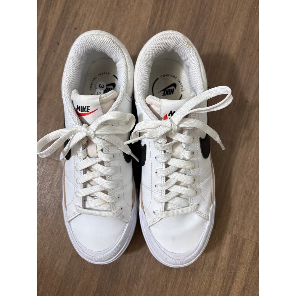 Nike White With Black Swoosh Platform Tennis Shoes Sz 8 - Picture 6 of 7